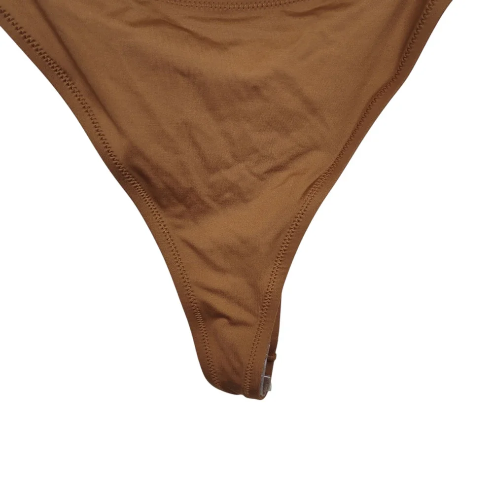 Skims Swim Thong Bikini Bottom Womens 4XL Almond Brown High Cut Stretch New Swim